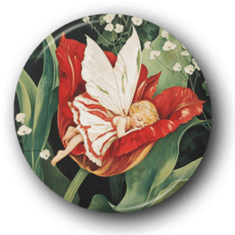 Sleeping Tulip Flower Fairy - One Inch Pinback Button
