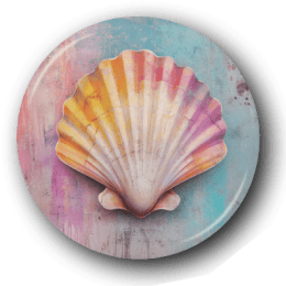 Colorful Scallop Shell - One Inch Pinback Button
