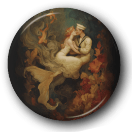Mermaid with Sailor - One Inch Pinback Button