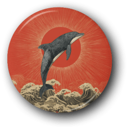 Jumping Dolphin - One Inch Pinback Button