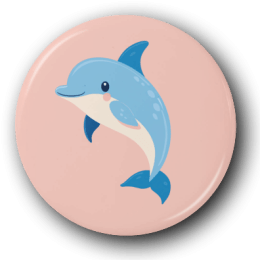 Happy Dolphin - One Inch Pinback Button