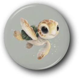Swimming Baby Turtle - One Inch Pinback Button