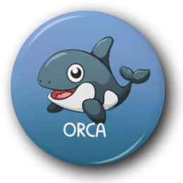 Cartoon Orca - One Inch Pinback Button