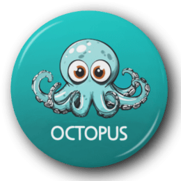 Cartoon Octopus - One Inch Pinback Button