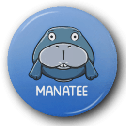 Cartoon Manatee - One Inch Pinback Button