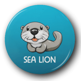 Cartoon Sea Lion - One Inch Pinback Button