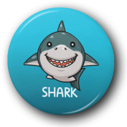 Cartoon Shark - One Inch Pinback Button