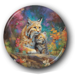 Loving Bobcat and Baby - One Inch Pinback Button