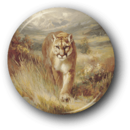 Vintage Mountain Lion - One Inch Pinback Button