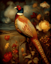 Vintage Ring-Necked Pheasant on the American Prairie