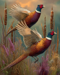 Classic Flying Ring-Necked Pheasants