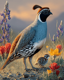 Gambel's Quail with Chick