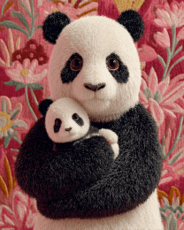 Folk Art Panda Bear Wallpaper Art