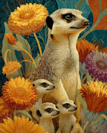 Floral Meerkat Wallpaper Art