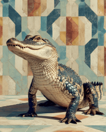 Grunge Alligator - Zoo Animal Art