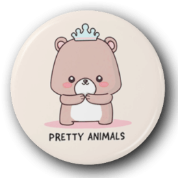 Pretty Animals Bear - One Inch Pinback Button