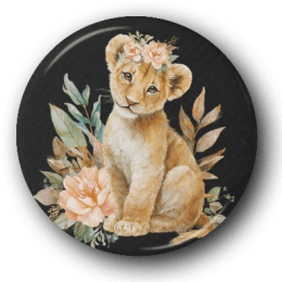 Baby Mountain Lion - Zoo Animals - One Inch Pinback Button