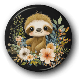 Baby Sloth - Zoo Animals - One Inch Pinback Button