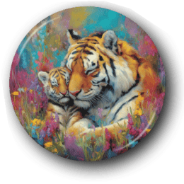 Tiger Mom & Baby - Zoo Animals - One Inch Pinback Button