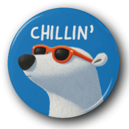 Chillin' Polar Bear - Zoo Animals - One Inch Pinback Button