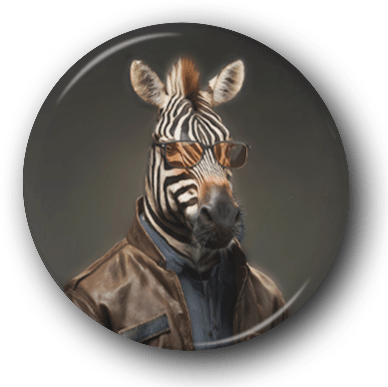One Tough Zebra - Zoo Animals - One Inch Pinback Button