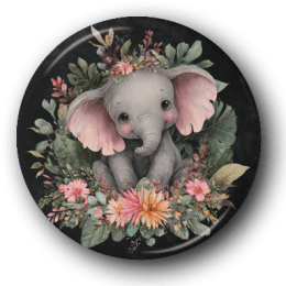 Baby Elephant - Zoo Animals - One Inch Pinback Button