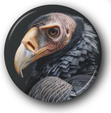 Vulture Portrait - Zoo Animals - One Inch Pinback Button