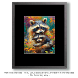 Mom & Baby Raccoon Art