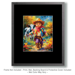 Baby Cowboy with Calf Art