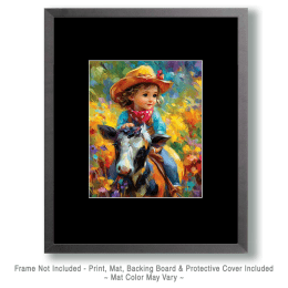Baby Cowgirl Riding a Baby Cow Art