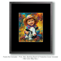 Baby Cowboy with Baby Cow Art