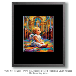Baby Angel Sitting in Church Art