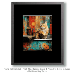Max the Maine Coon Cat Animals in Bathtubs Art