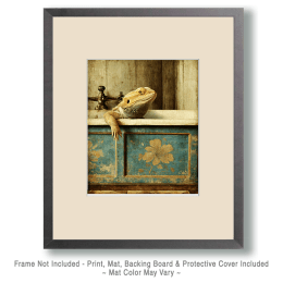 Wally the Bearded Dragon Animals in Bathtubs Art