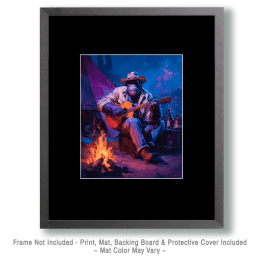 Bigfoot Playing Guitar by a Campfire Art