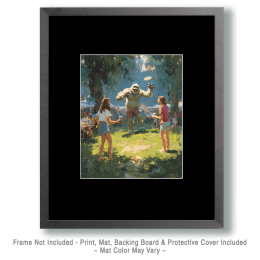 Bigfoot Playing Frisbee at Summer Camp Art
