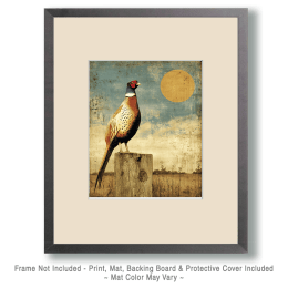 Ring-Necked Pheasant on a Prairie Fence Post Art