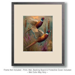 Classic Flying Ring-Necked Pheasants Art