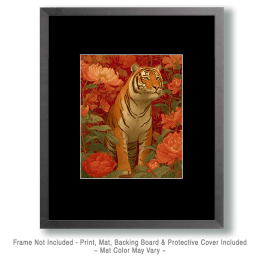 Floral Tiger Wallpaper Artwork