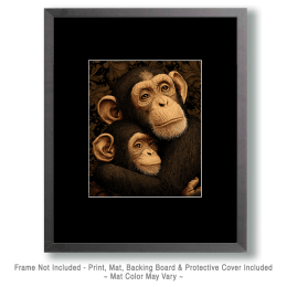 Loving Chimpanzee Mom & Baby - Zoo Animal Artwork