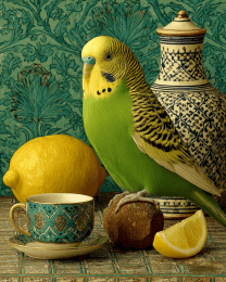 Green Budgie Parakeet Still-Life