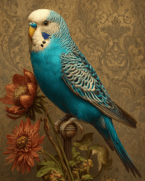 Blue Budgie Parakeet Nouveau Still-Life