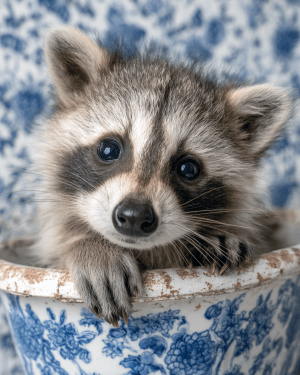 Baby Raccoon in a Bathtub