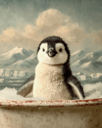 Baby Penguin in a Bathtub