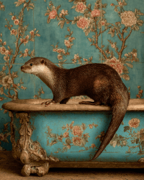 Ollie the Otter in a Bathtub