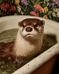 Potter the Otter in a Bathtub