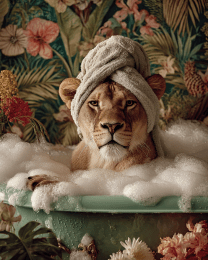 Mama Lion in a Bathtub