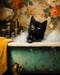 Black Kitten #1 in a Bathtub