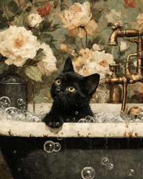 Black Kitten #2 in a Bathtub