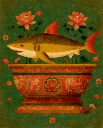 Folk Art Shark Over a Bathtub